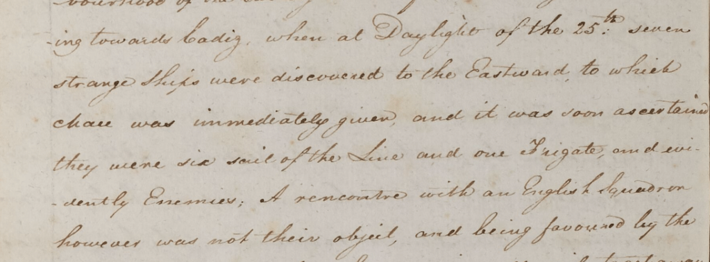 Extract from Admiral Sir Francis Austin's diary describing the pursuit of French ships in the Atlantic