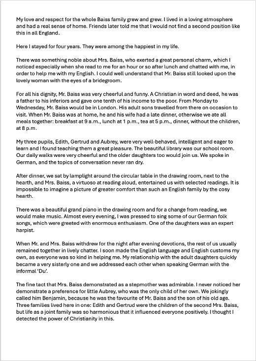 Memoir of German governess, Anna Mues, p.5